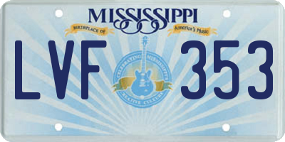 MS license plate LVF353