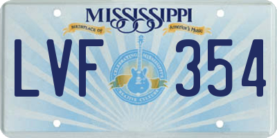 MS license plate LVF354