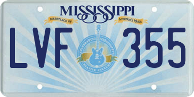 MS license plate LVF355