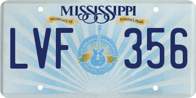 MS license plate LVF356