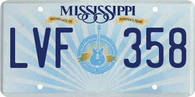 MS license plate LVF358