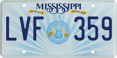 MS license plate LVF359