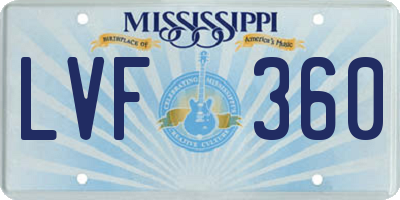MS license plate LVF360