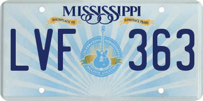 MS license plate LVF363