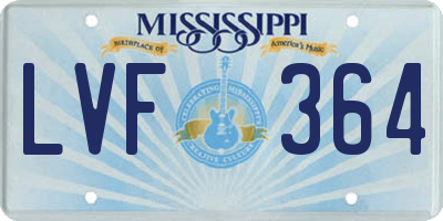 MS license plate LVF364