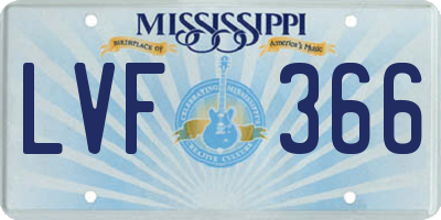 MS license plate LVF366