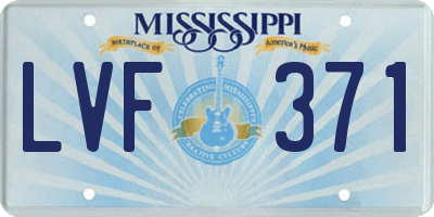 MS license plate LVF371