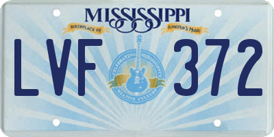 MS license plate LVF372