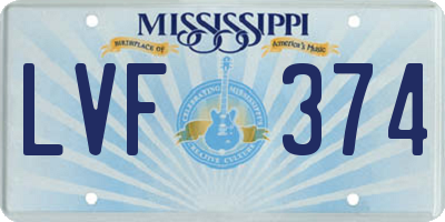 MS license plate LVF374