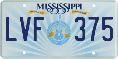 MS license plate LVF375