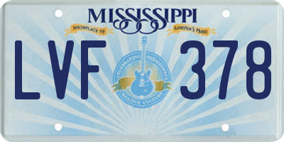 MS license plate LVF378