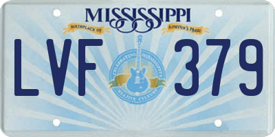 MS license plate LVF379