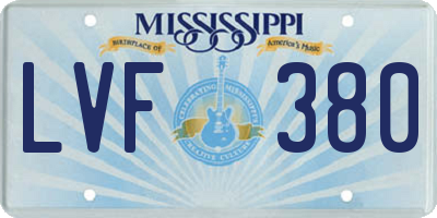 MS license plate LVF380