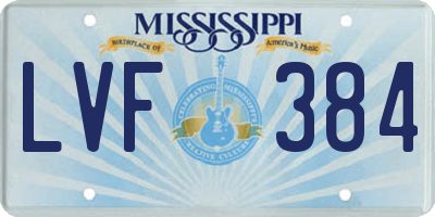MS license plate LVF384