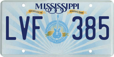 MS license plate LVF385