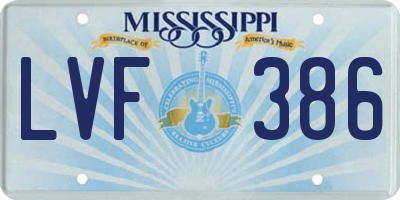 MS license plate LVF386
