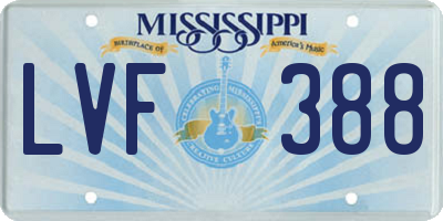MS license plate LVF388