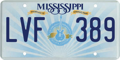 MS license plate LVF389
