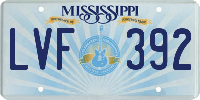 MS license plate LVF392