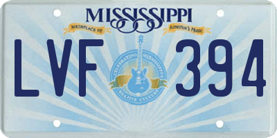 MS license plate LVF394