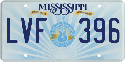 MS license plate LVF396