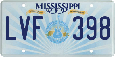 MS license plate LVF398