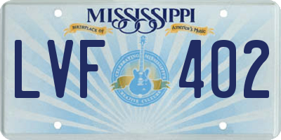 MS license plate LVF402