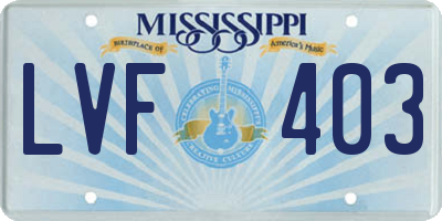 MS license plate LVF403
