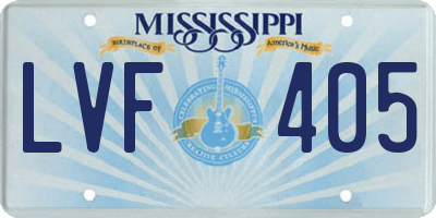 MS license plate LVF405