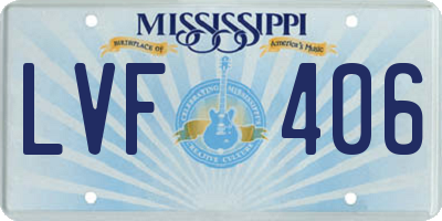 MS license plate LVF406