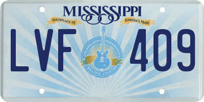MS license plate LVF409