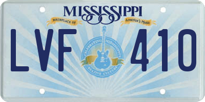 MS license plate LVF410