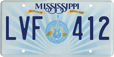 MS license plate LVF412