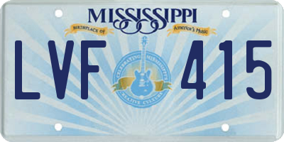 MS license plate LVF415
