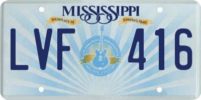 MS license plate LVF416