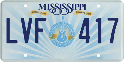 MS license plate LVF417