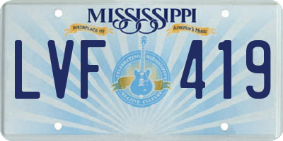 MS license plate LVF419