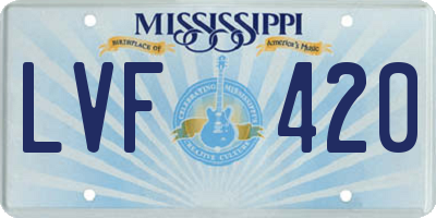 MS license plate LVF420
