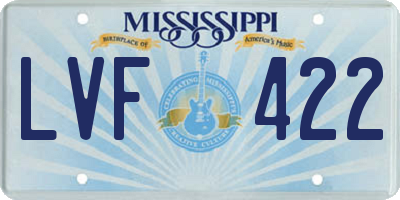MS license plate LVF422