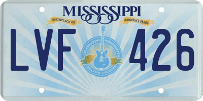 MS license plate LVF426