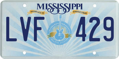 MS license plate LVF429