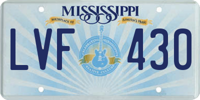 MS license plate LVF430