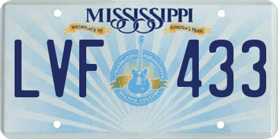 MS license plate LVF433