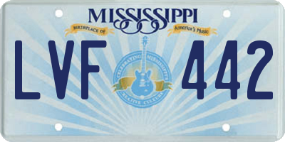 MS license plate LVF442