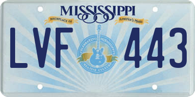 MS license plate LVF443