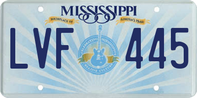 MS license plate LVF445