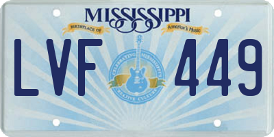 MS license plate LVF449