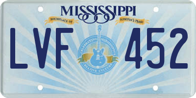 MS license plate LVF452