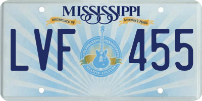 MS license plate LVF455