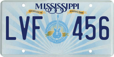 MS license plate LVF456